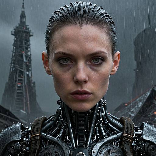 Biorobot Woman in Post-Apocalyptic Cyberrealism