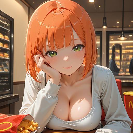 Illustration of Mother (yoru mac), mcdonald's in the style of 47agdragon