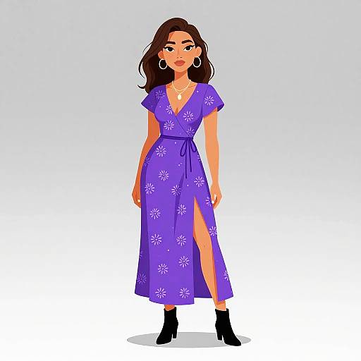 Boho Chic Woman in Floral Maxi Dress