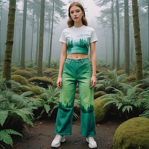 Y2K Crop Top & Wide-Leg Outfit Display