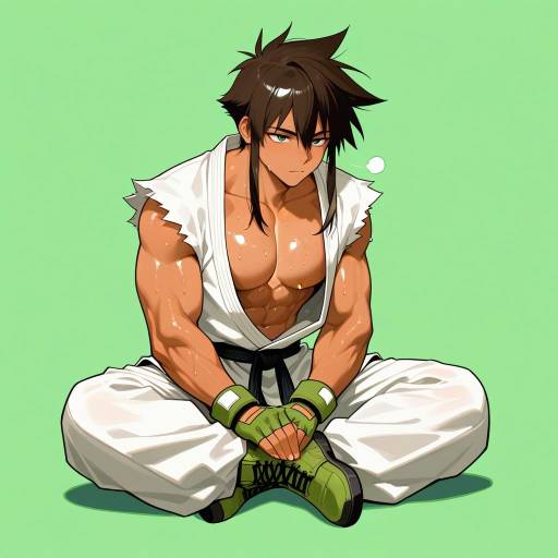 Muscular Male in Green Setting Muscular Male in Green Setting