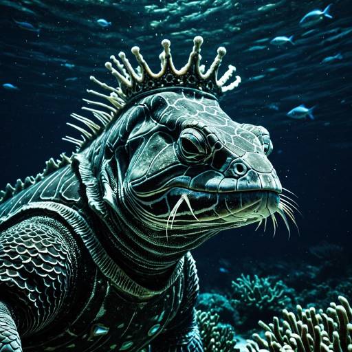 Underwater Lizard King with Crown