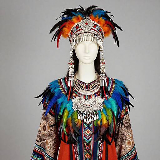 Colorful Feathered Mannequin Fashion