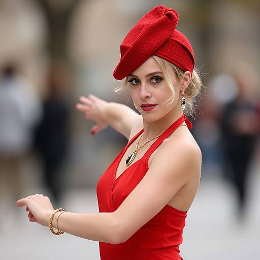 Realistic Red Flapper Dance Costume Portrait