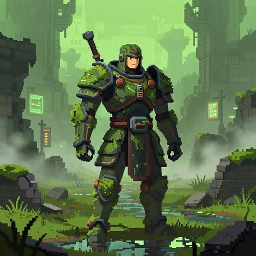 Pixel Anime Ancient Android Warrior