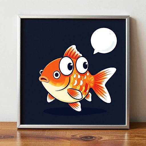 Quirky Cartoon Goldfish Digital Art