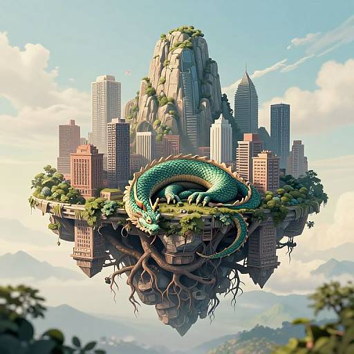 Levitating Dragon-Rooted Mountain City