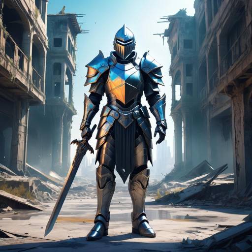 Futuristic Knight in Abandoned City Futuristic Knight in Abandoned City