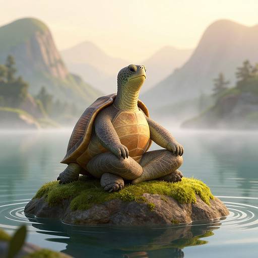 Peaceful Human Turtle Hybrid Meditation