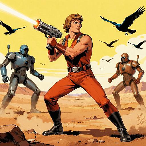 1970s Comic Showdown in Copper Desert