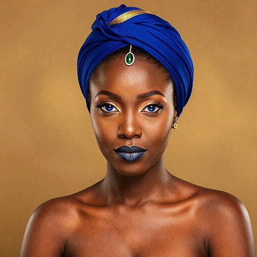 Elegant African Woman with Blue Accents