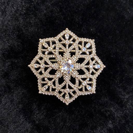 Intricate Filigree Brooch on Velvet