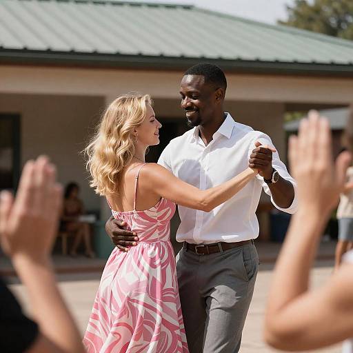 Romantic Outdoor Dance Under Bright Sunlight