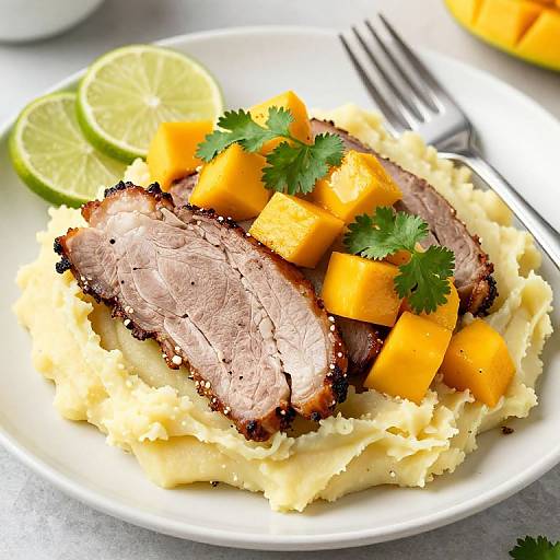 Pork Roast with Mango and Mashed Potatoes