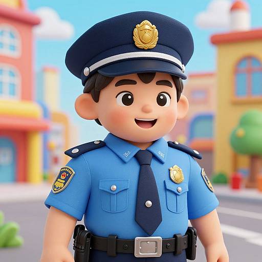 Whimsical Child Police Officer Cartoon