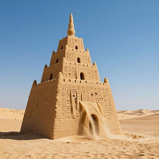 Intricate Hieroglyphs on Sandcastle