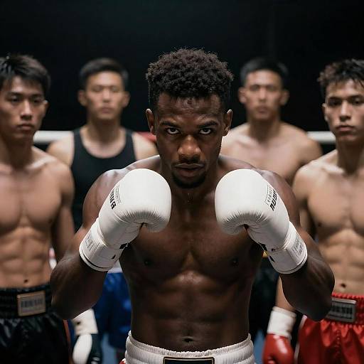 Intense Boxing Scene with Diverse Fighters