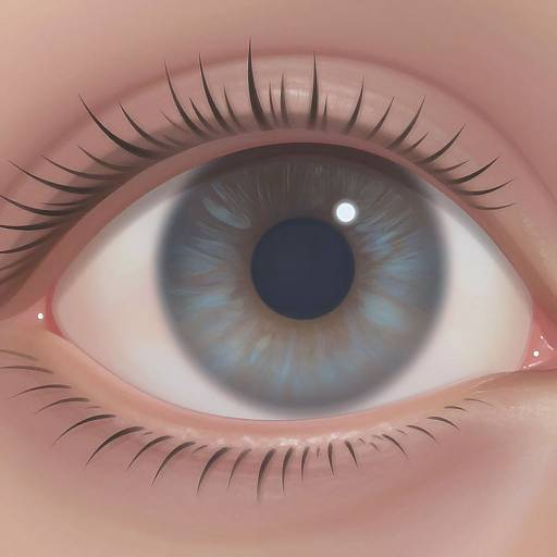 Close-up photograph of a blue human eye with long black eyelashes, a bright blue iris, and a reflective pupil.