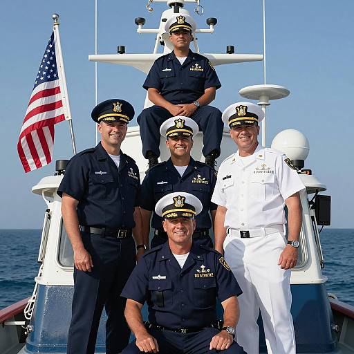 Coast Guard Officers on a Boat