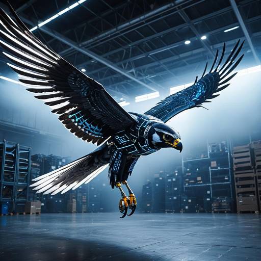 Futuristic Falcon Drone in Warehouse