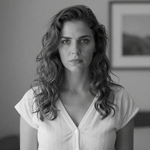 Intense Black-and-White Woman Portrait Photograph