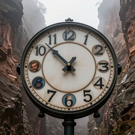 Misty Canyon with Giant Portrait Clock