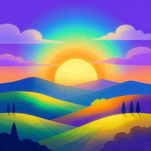 Vibrant Surreal Landscape Artwork