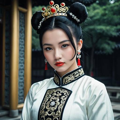 Elegant Woman in Traditional Chinese Costume with Crown