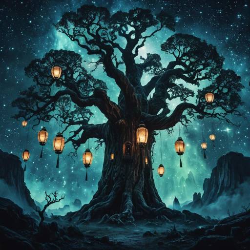Surreal Ancient Tree Under Phantom Nebula Surreal Ancient Tree Under Phantom Nebula
