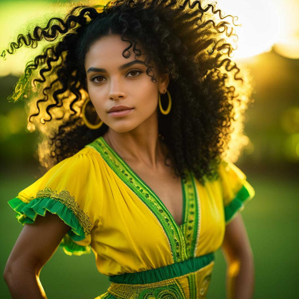 Vibrant Brazilian Dancer at Sunset