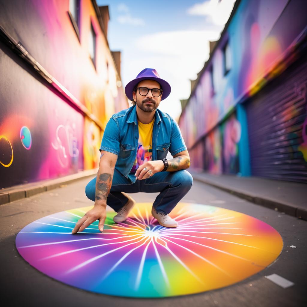 Vibrant Street Artist Creating a Mural