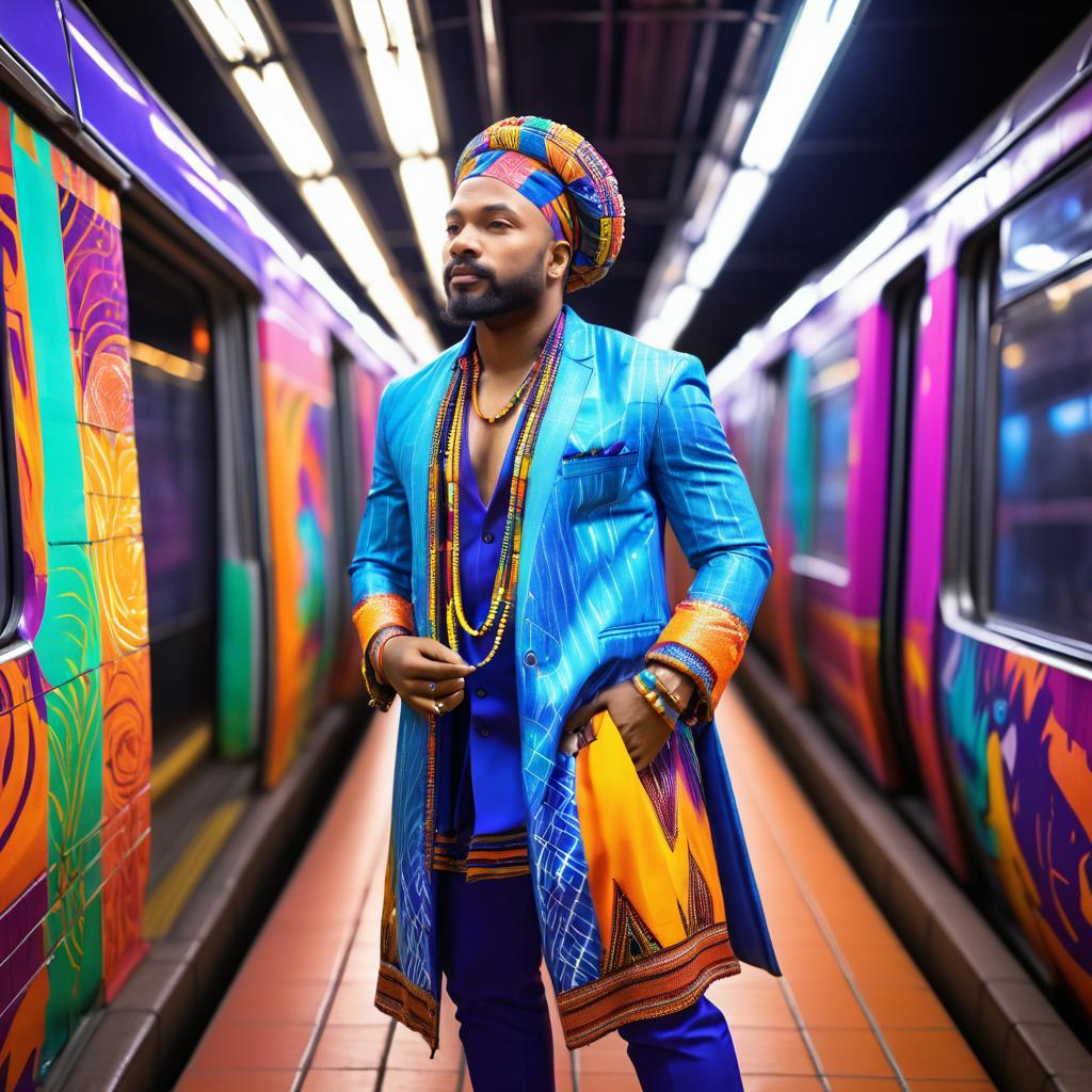 Vibrant South African Musician in Subway