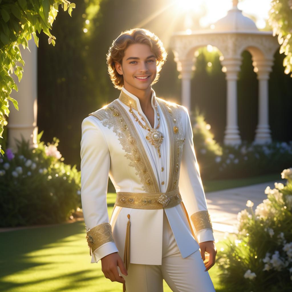 Charming Young Prince in Sunlit Garden