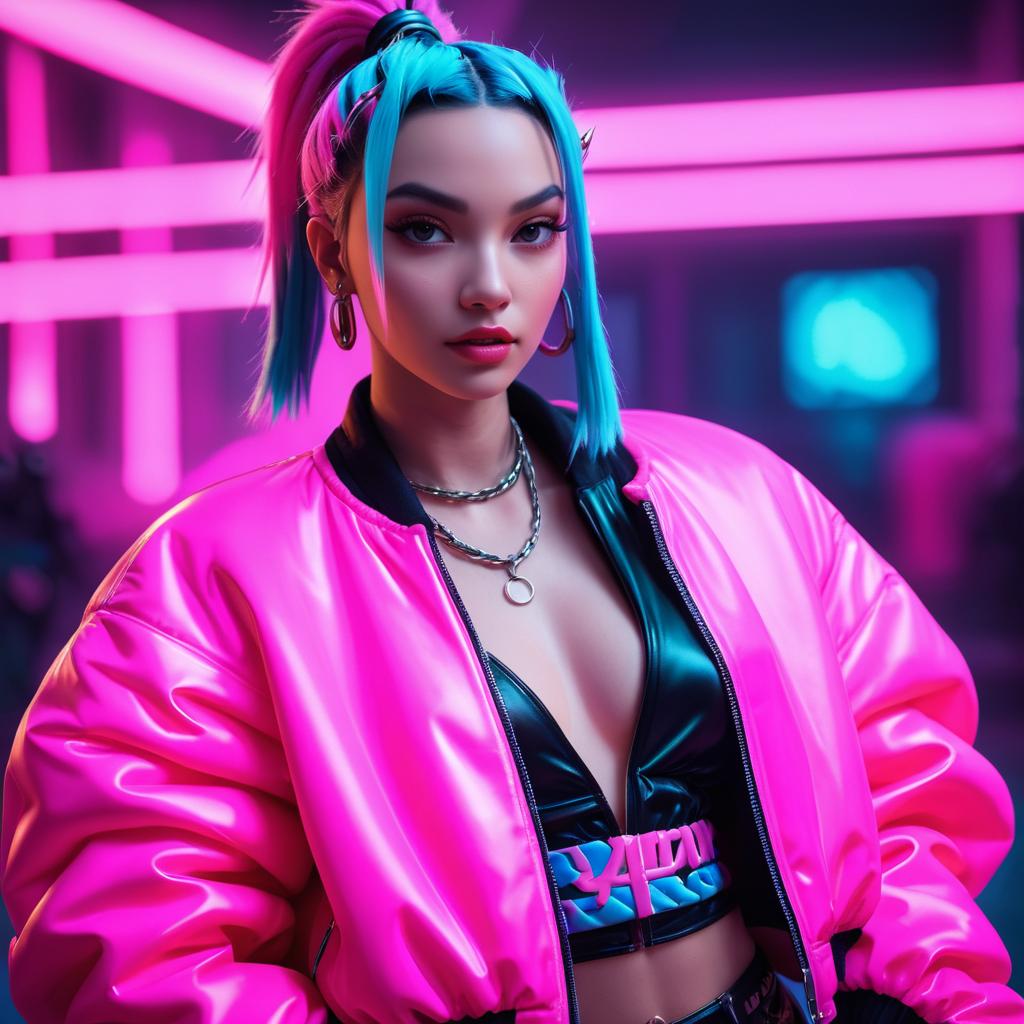 Cinematic Jinx in Neon Fashion Style