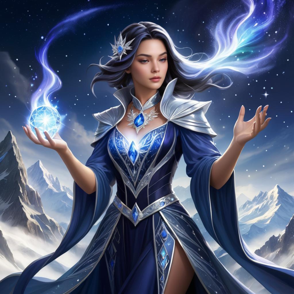 Mystical Sorceress Casting a Spell Art