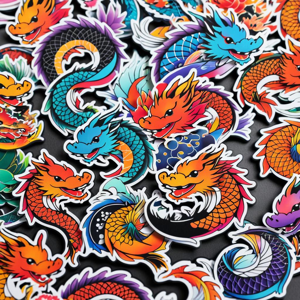 Vibrant Japanese Tattoo Dragons and Koi