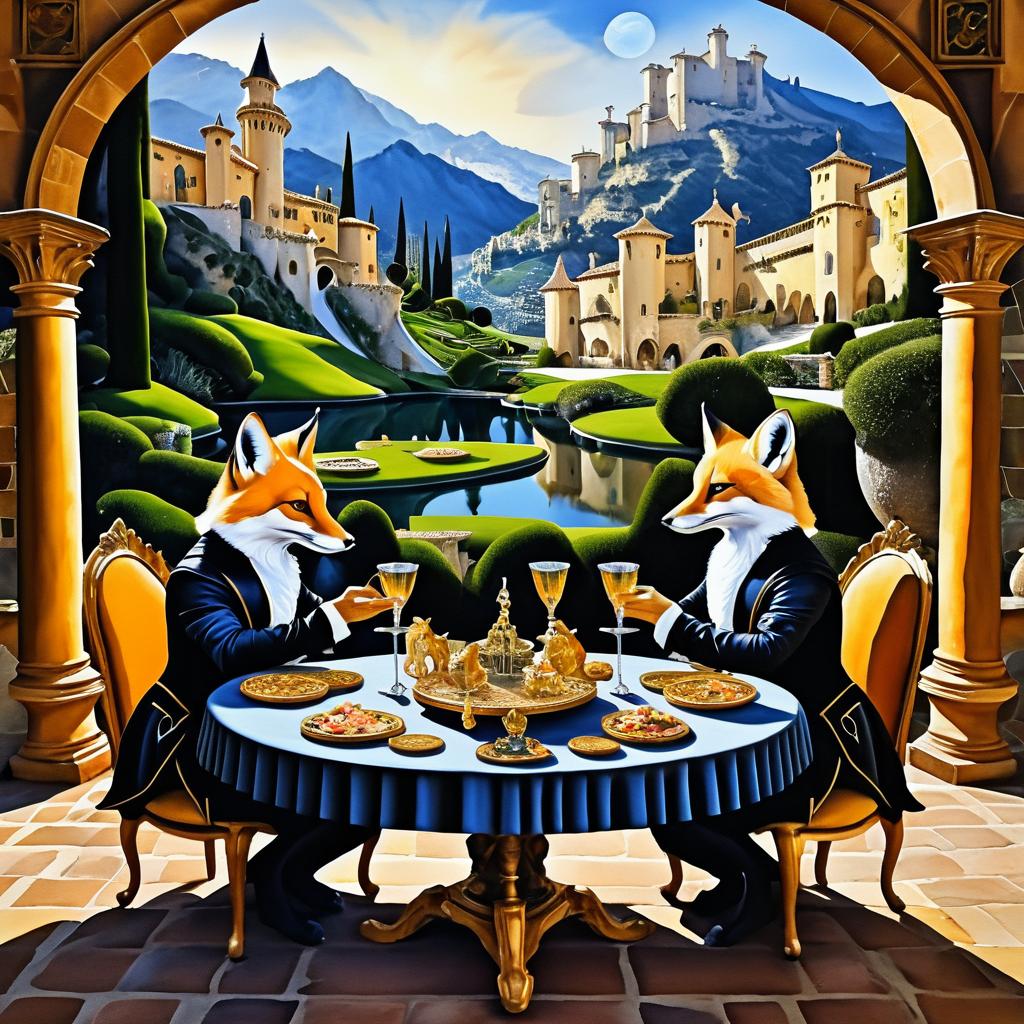 Regal Sorcery: Foxes in a Courtyard