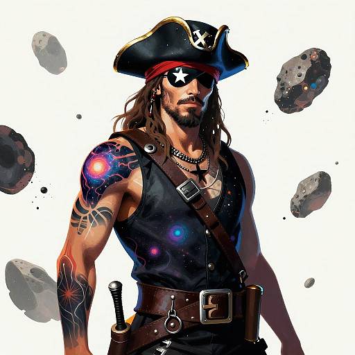 Abstract Interstellar Pirate Captain Art