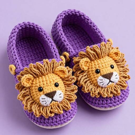 Whimsical Crochet Lion Moccasins