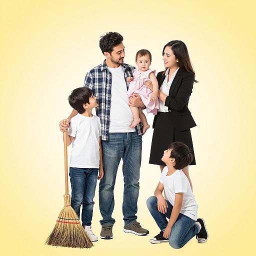 Cheerful Family Portrait with Bright Background