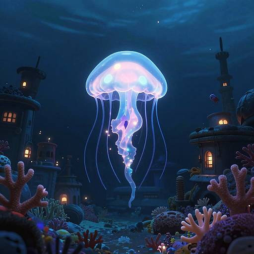 Bioluminescent Jellyfish Witch Anime
