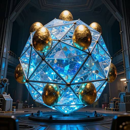 Illuminated Icosahedron Mana Battery with Fabergé Eggs
