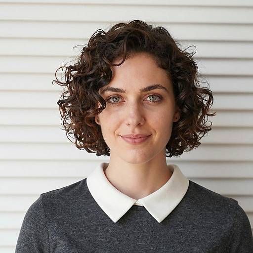 Portrait of a Smiling Woman with Curly Hair