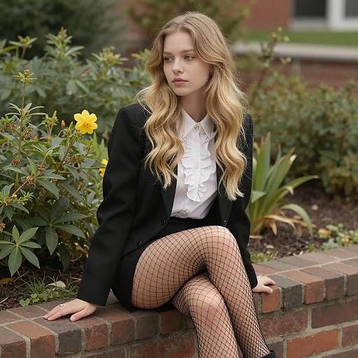 Pensive Woman in Black Blazer