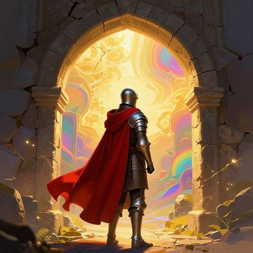 Medieval Knight in Surreal Fantasy Realm