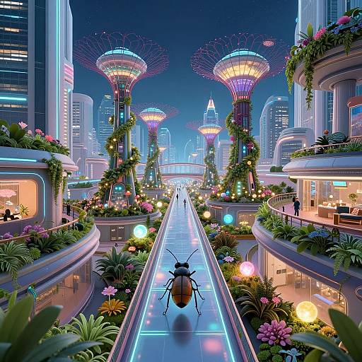 Surreal Futuristic Metropolis from Insect View