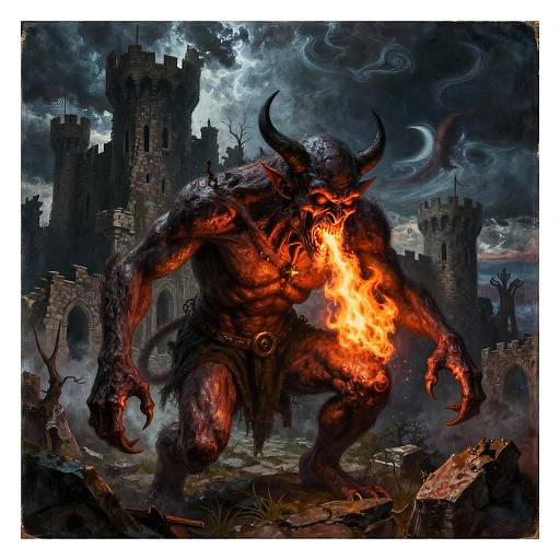 Medieval Demon in Ruined Castle
