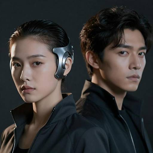 Futuristic Characters with Metallic Headgear