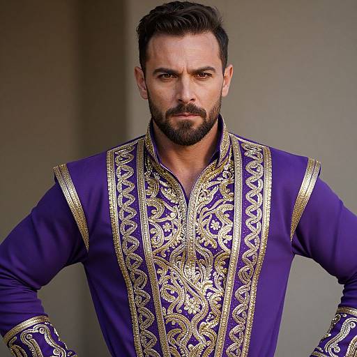 Regal Man in Purple and Gold Costume