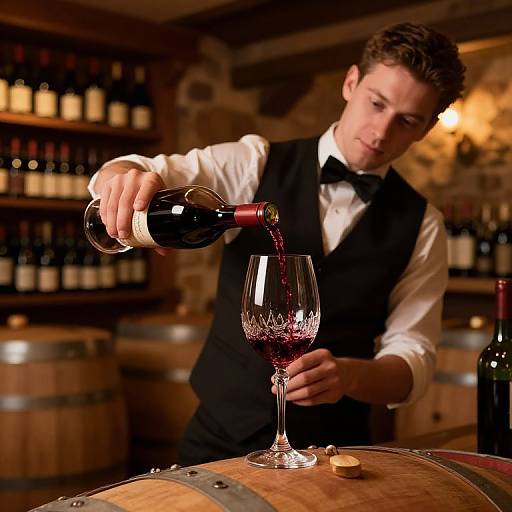 Sommelier Pouring Red Wine Elegantly
